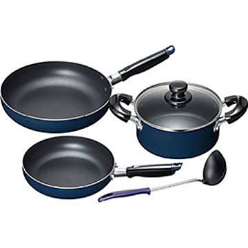 スティージー IH対応両手鍋18cm&フライパン20・24cm(お玉付) B8153575