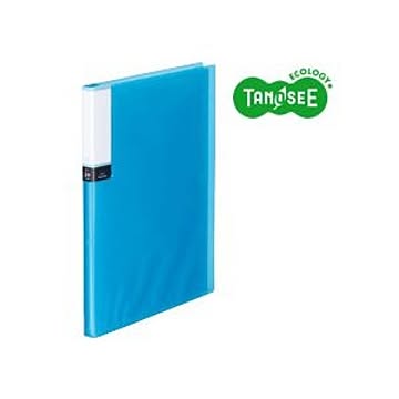 （まとめ）TANOSEE クリアブック（透明表紙） A4タテ 24ポケット ブルー 40冊