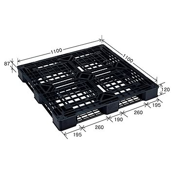 【10枚セット】JL-D4・1111E(5) ブラックパレット 樹脂パレット【代引不可】