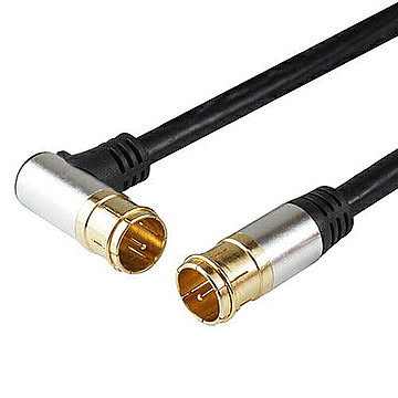 5個セット アンテナケーブル 1m ブラック アルミヘッド L字差込式/差込式コネクタ AC10-400BKX5 管理No. 4589452993499