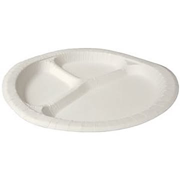 (まとめ) ペーパーウエア ナチュラルパルププレート 仕切付 24cm NSP-24 1パック(50枚) 【×3セット】