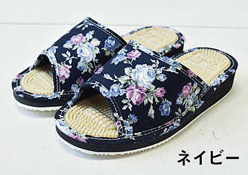 Dorian 健康サンダル スリッパ レディース 春夏秋用 花柄 薔薇柄 竹踏み