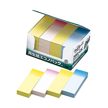 (まとめ) 3M ポスト・イット エコノパックふせん 再生紙 75×25mm グラデーション混色 5001-GK 1パック（20冊）  【×10セット】