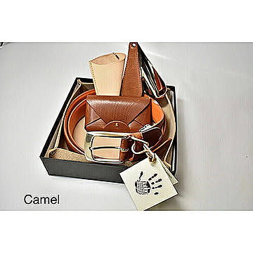長沢ベルト工業 イタリアンオイルレザーギフト向け3点セット CAMEL SS001-CM 管理No. 4589452996933
