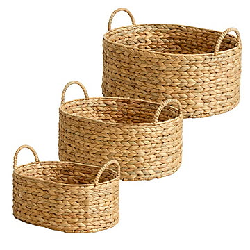 バスケット S M L 3個セット 天然素材 ウォーターヒヤシンス IW-58 幅45x奥行35x高さ19cm 岩附