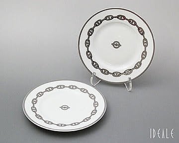 エルメス(HERMES) シェーヌダンクル プラチナ 4112 プレート 16cm ペア