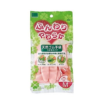 (まとめ) オカモト ふんわりやわらか天然ゴム手袋 M ピンク OK-1M-P 1セット（10双） 【×10セット】