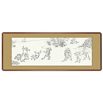 額絵 鳥獣戯画 恵風 124x48cm 三幸