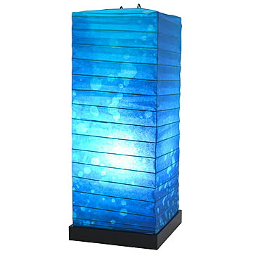 彩光デザイン 和紙フロアライト 深海色 電球付き 幅190×奥行190×高さ480mm