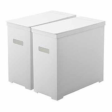 tower タワー(山崎実業) シンク下蓋付きゴミ箱 (2個組) UNDER SINK TRASH CAN WITH LID 45リットル ゴミ箱 ごみ箱 フタ付き 折り畳み式 持ち運び カット加工可