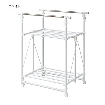 B.Bファニシング ワンタッチ収納 ワイド洗濯物干しラック ホワイト