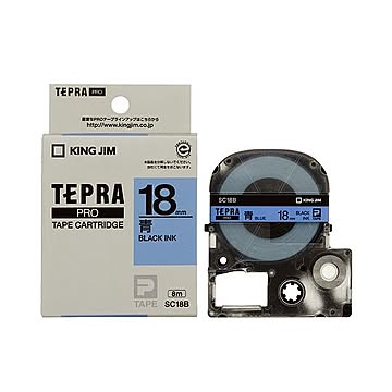(まとめ) キングジム テプラ PRO テープカートリッジ パステル 18mm 青／黒文字 SC18B 1個 【×10セット】