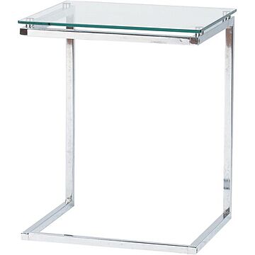 強化ガラス製 サイドテーブル スチール ガラス天板 クリア PT-15CL