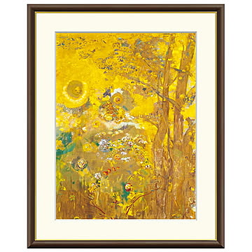 額絵 黄色い背景の木々 オディロン・ルドン 52x42cm 三幸