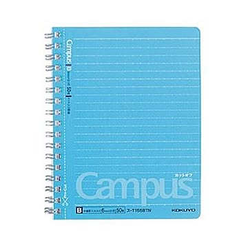 （まとめ）コクヨ キャンパスツインリングノート（ドット入り罫線 カットオフ）A6 B罫 50枚 ス-T155BTN 1セット（5冊）【×10セット】