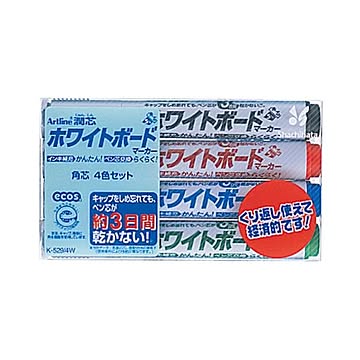 まとめ シヤチハタアートライン潤芯ホワイトボードマーカー 太字角芯 4色各色1本 70620 1パック ×30セット