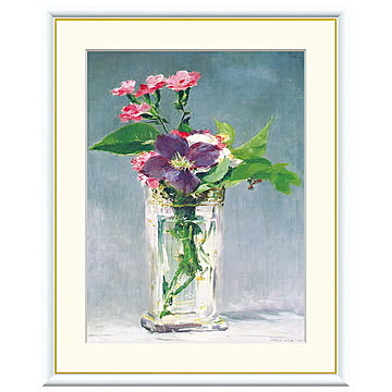 額絵 ガラス花瓶の中のカーネーションとクレマティス エドゥアール・マネ 61x49.5cm 三幸