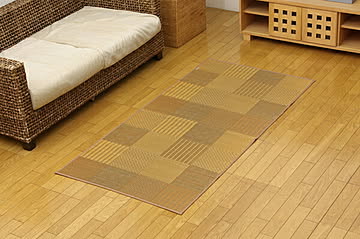 純国産 い草花ござ DX京刺子 江戸間1畳 約87×174cm 不織布 ベージュ