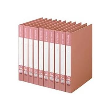 （まとめ） TANOSEE リングファイル（再生PP表紙） A4タテ 2穴 200枚収容 背幅30mm ピンク 1セット（10冊） 【×2セット】