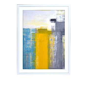 Abstract Art Teal and Yellow Abstract Art Painting アートポスター（フレーム付き） m13053