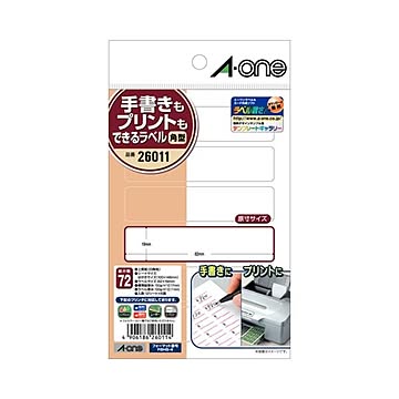 （まとめ） エーワン 手書きもプリントもできるラベルはがきサイズ 角型6面 82×19mm 26011 1冊（12シート） ×30セット