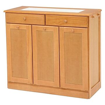 キッチン用 大容量 木製 ダストボックス 25Lペール3個付き キャスター付き 洗える 約幅87cm