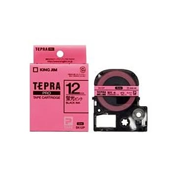 (業務用5セット) キングジム テプラPROテープ/ラベルライター用テープ 幅：12mm SK12P 蛍光桃に黒文字