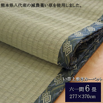 熊本県八代産 い草 上敷き カーペット 六一間6畳 約277×370cm