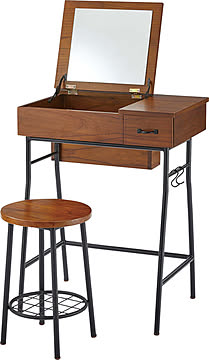 ドレッサー スツール セット おしゃれ コスメテーブル 化粧台 鏡台 ミラー コンパクト スリム 木製 スチール GT-312BR