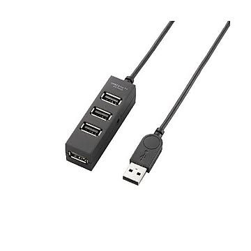 (まとめ)エレコム TV用4ポートUSB2.0ハブ U2H-TV003SBK×2セット
