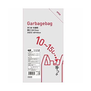 (まとめ) TANOSEE 手つきゴミ袋 半透明 10-15L 1パック（50枚）  【×30セット】