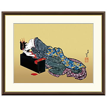 額絵 酔余美人図 葛飾北斎 61x49.5cm 三幸