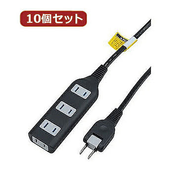 YAZAWA 10個セット耐トラ付タップ4個口 Y02S401BKX10 管理No. 4560352868339