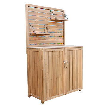ﾊﾟﾈﾙ付収納庫80 [ガーデニング ガーデンベンチ 木製 収納庫 物置き 玄関 屋外用 ガーデンファニチャー] 【LTI】