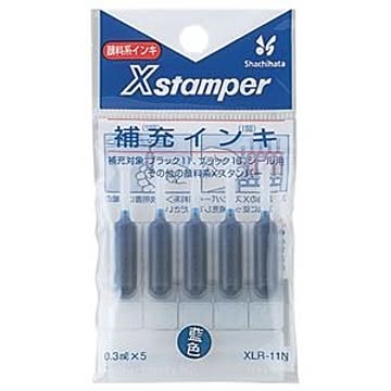 （まとめ） シャチハタ Xスタンパー 補充インキ 顔料系 0.3ml 藍色 XLR-11N 1パック（5本） 【×20セット】