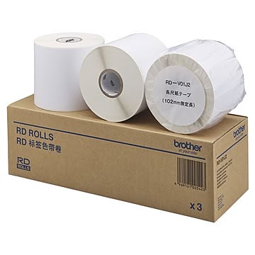 ブラザー工業 長尺紙テープ （幅102mm×65m巻/外径127mm/紙管サイズ46.1mm/3巻入り） RD-V01J2