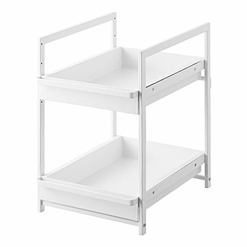 tower タワー (山崎実業) シンク下スライドラック 2段 Under-Sink Rack with Pull-Out Shelf 収納 棚 キッチン 洗面台 ランドリー スチール ストック収納