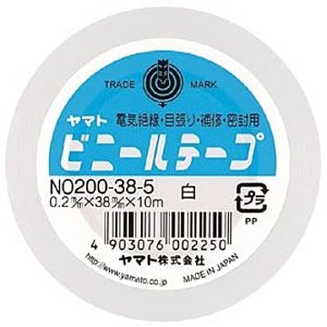（まとめ） ヤマト ビニールテープ 幅38mm×長10m NO200-38-5 白 1巻入 【×10セット】