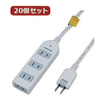 YAZAWA 20個セット 雷ガード付延長コード・タップ4個口 Y02KS403WHX20 管理No. 4560352863747