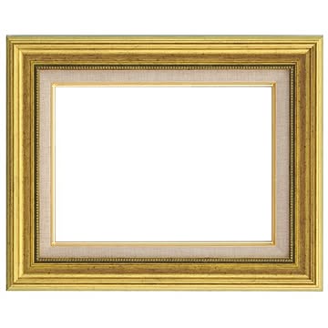 シンプルテイスト 油絵額縁/油彩額縁 【F6 ゴールド】 表面カバー：アクリル 樹脂製 吊金具付き