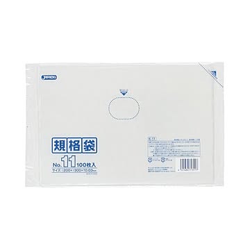 （まとめ） ジャパックス 規格袋 11号 ヨコ200×タテ300×厚み0.03mm K-11 1パック（100枚） 【×20セット】