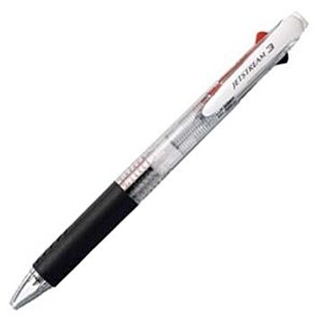 (まとめ) 三菱鉛筆 3色ボールペン ジェットストリーム 0.7mm （軸色 透明） SXE340007.T 1本 【×15セット】