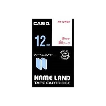 (業務用5セット) CASIO カシオ ネームランド用ラベルテープ 幅：12mm XR-12WER 白に赤文字