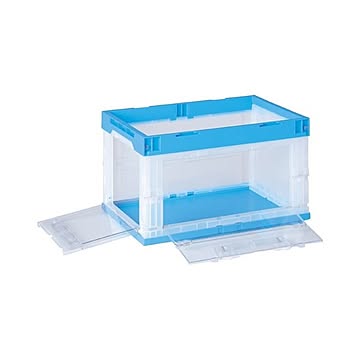 岐阜プラスチック工業 オリタタミコンテナ 2面扉 青 フタ別売