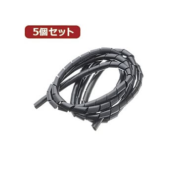 （まとめ）YAZAWA 5個セットまとめるチューブ 内径：9mm 黒 1.5m FCT9KX5【×5セット】