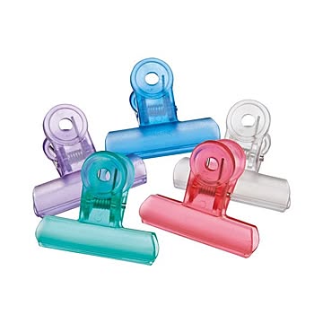 (まとめ) ミツヤ クリアクリップ アクア 中 口幅50mm 5色アソート PCC-5P-AS 1箱(5個：各色1個)  【×30セット】