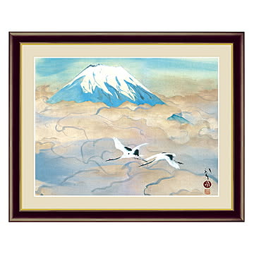 アート 額絵 舞鶴図 川端 龍子 本紙サイズ F4(約31x23cm) 額サイズ 42x34cm 三幸