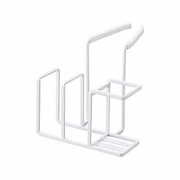 山崎実業 tower 蛇口にかけるスポンジ＆ブラシホルダー ホワイト