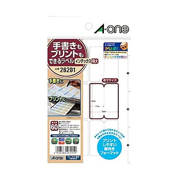 （まとめ） エーワン 手書きもプリントもできるラベルはがきサイズ インデックス 特大 26201 1パック（60面：6面×10シート） 【×30セット】