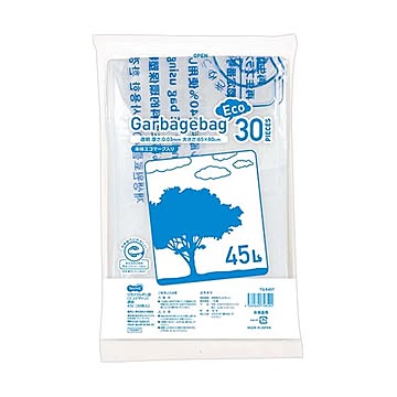 （まとめ）TANOSEE リサイクルポリ袋（エコデザイン）透明 45L 1パック（30枚）【×10セット】